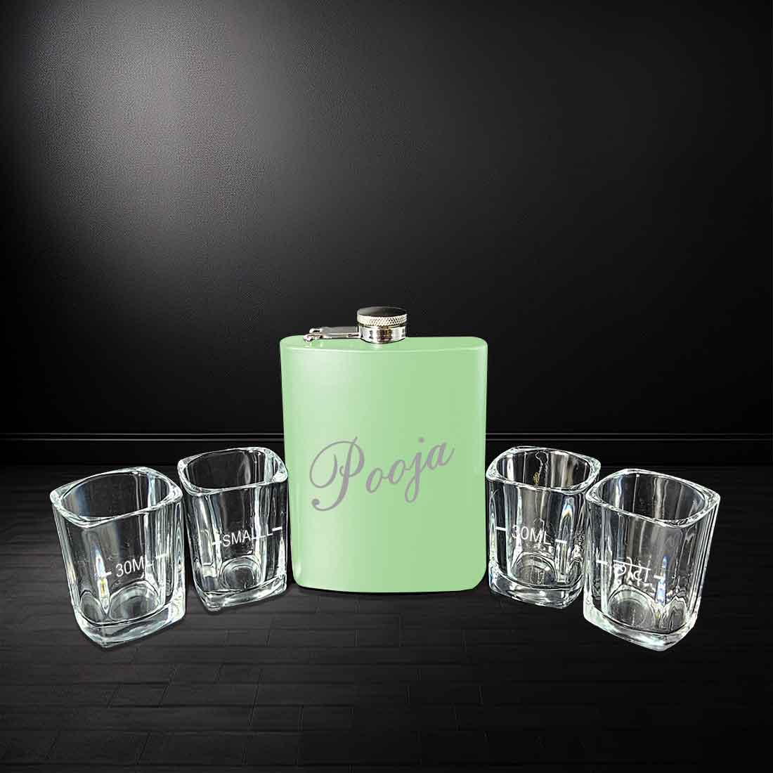 Custom Ladies Hip Flask with Funnel Stainless Steel Pink Whiskey Flask with Name - Image 2