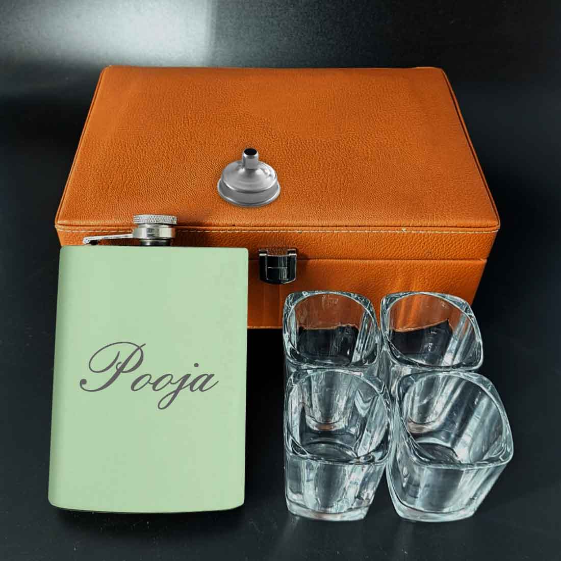 Custom Ladies Hip Flask with Funnel Stainless Steel Pink Whiskey Flask with Name - Image 3