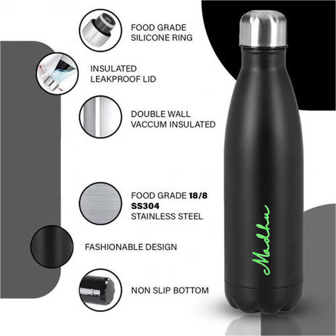Custom Made Drink Bottles with Name - Stainless Steel Cola Insulated Shape Water Bottle - Image 4