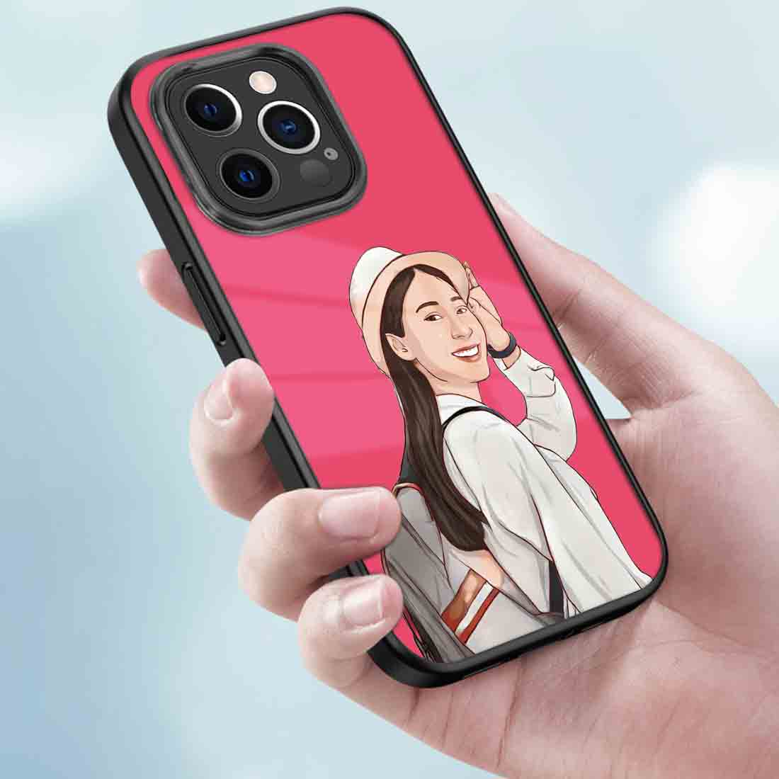 Custom Mobile Back Cover with Photo Pink iPhone 13 Pro Case With Image - Cartoonize Filter - Image 3