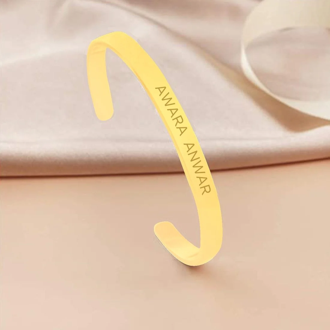Custom Name Bracelets Kada Oval Cuff Bracelet for Men - Rose Gold Plated/Black Rhodium/Gold Plated - Name - Image 16