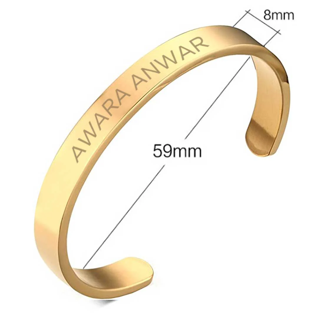 Custom Name Bracelets Kada Oval Cuff Bracelet for Men - Rose Gold Plated/Black Rhodium/Gold Plated - Name - Image 17