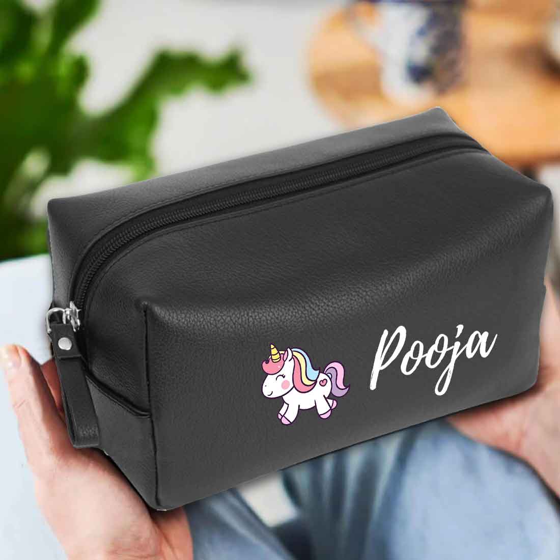 Custom Organizer Pouch with Name - Unicorn Design Premium Leather Pouch - Image 3