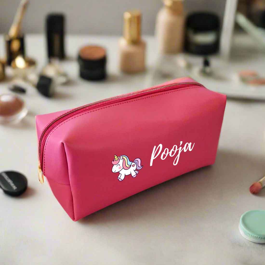 Custom Organizer Pouch with Name - Unicorn Design Premium Leather Pouch - Image 8