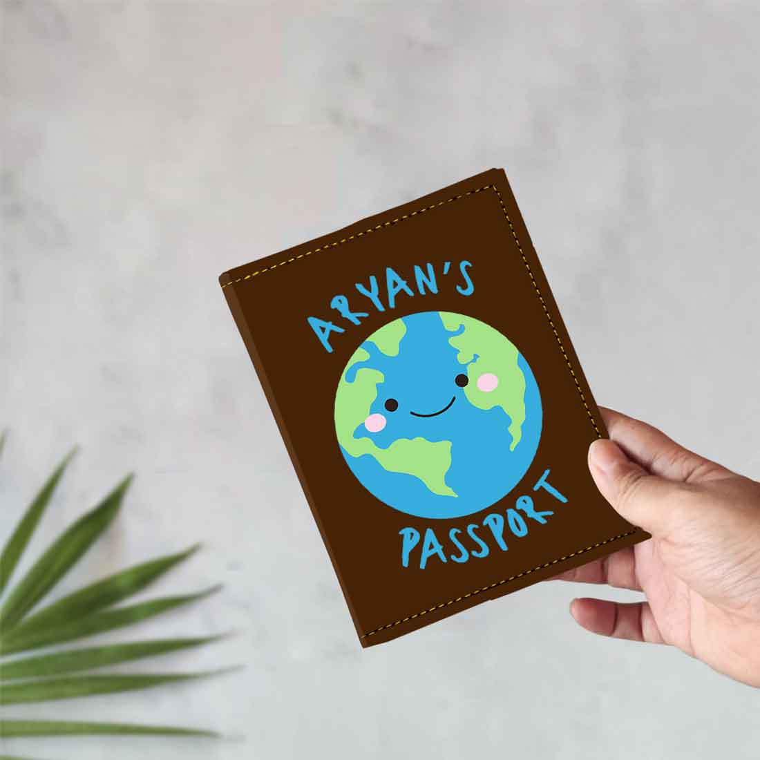 Custom Passport Case for Kids PU Leather Design Passport Cover and Luggage Tag Set - Earth - Image 31