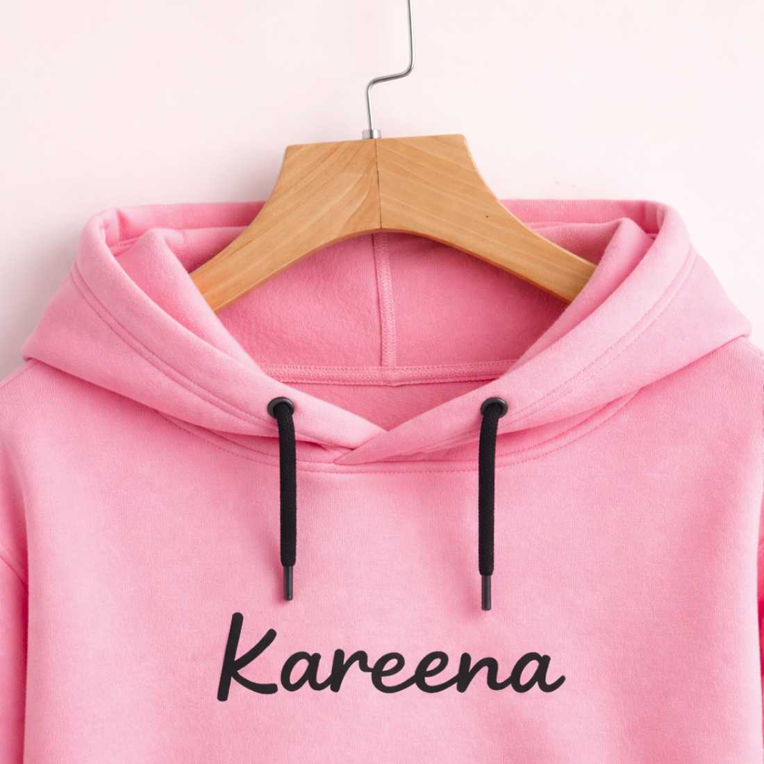 Custom Pink Hooded Sweatshirt for Women – Stylish Comfortable Pink Hoodie for Girls - Image 2