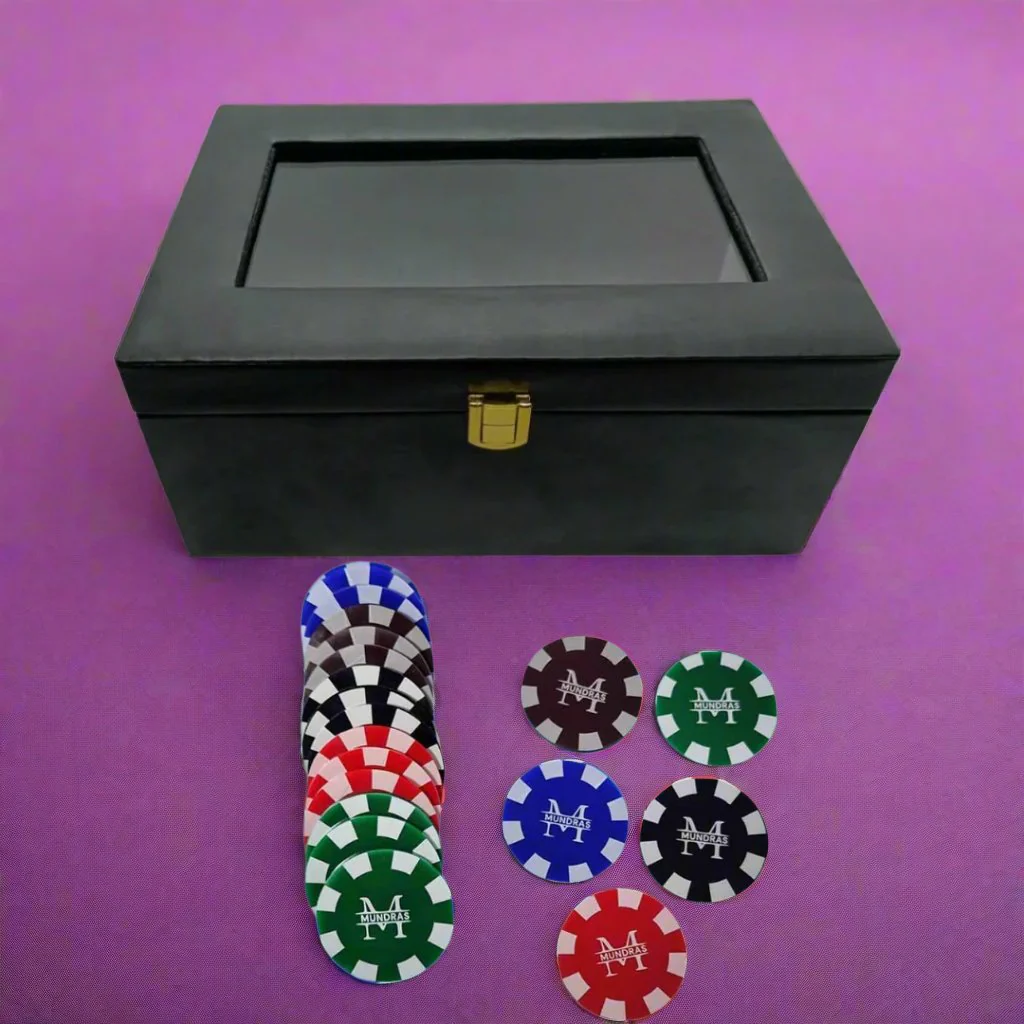 Custom Poker Chips Set in 5 colors Black, Brown, Blue, Green and Red in the set of 100/200/300 - Image 9