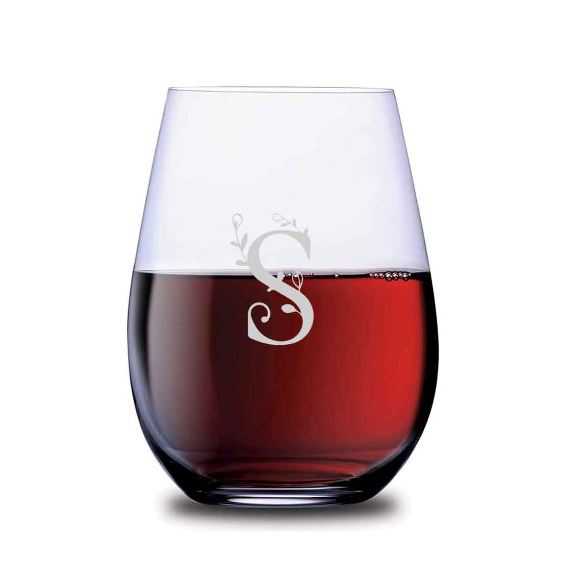 Custom Stemless Wine Glass with Initial Engraved on Cocktail / Whiskey Glass 400 ML - Image 5