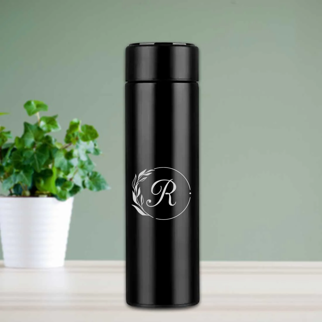 Engraved Personalized Flasks for Tea Coffee with Temperature Display - Monogram - Image 2