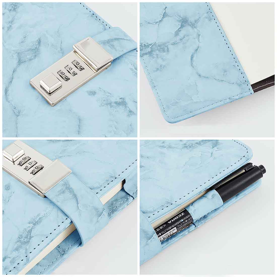Custom Unicorn Diary with Lock - Marble Design Diaries with Pen - Image 5