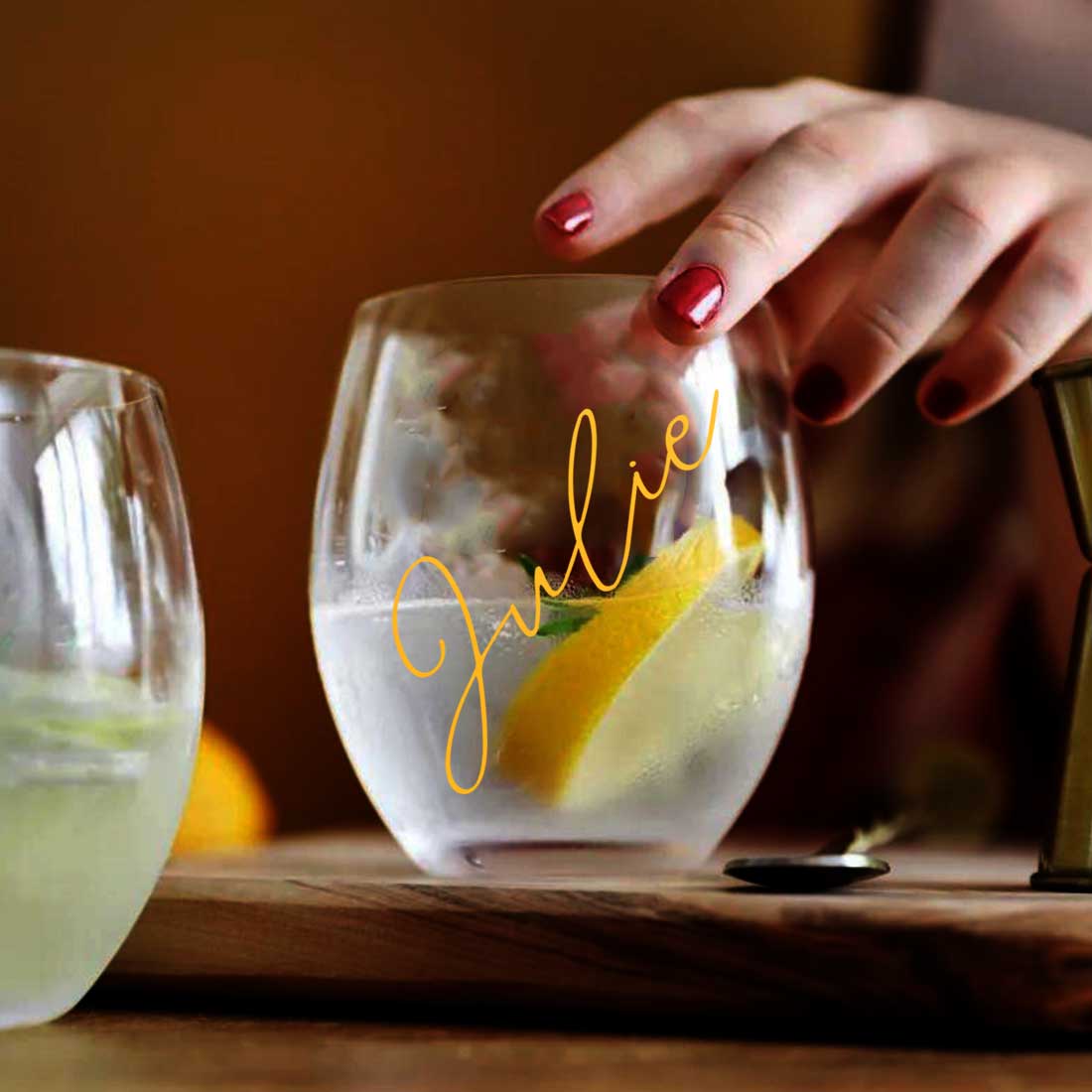 Custom Wine Glasses French Bistro Stemless Wine Glass Prosecco Gin Cocktail Glass - Design name - Image 8