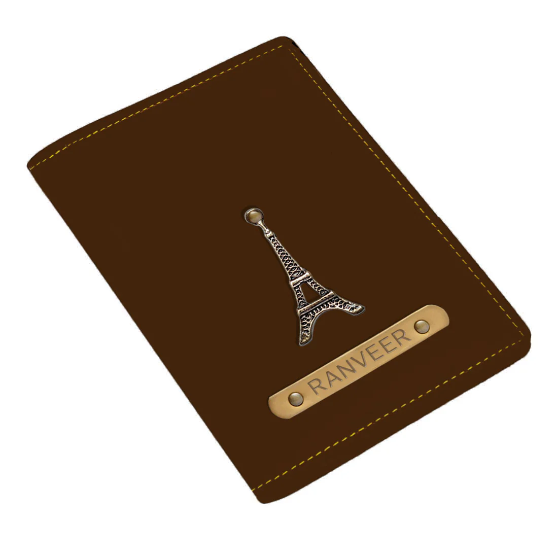 Custom Passport Cover Holder PU Leather with Charm & Name - Paris - Image 10