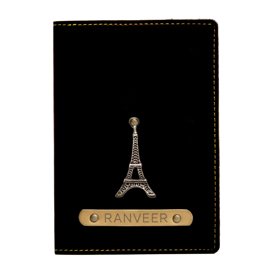 Custom Passport Cover Holder PU Leather with Charm & Name - Paris - Image 3