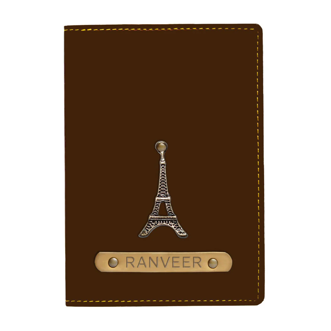 Custom Passport Cover Holder PU Leather with Charm & Name - Paris - Image 9