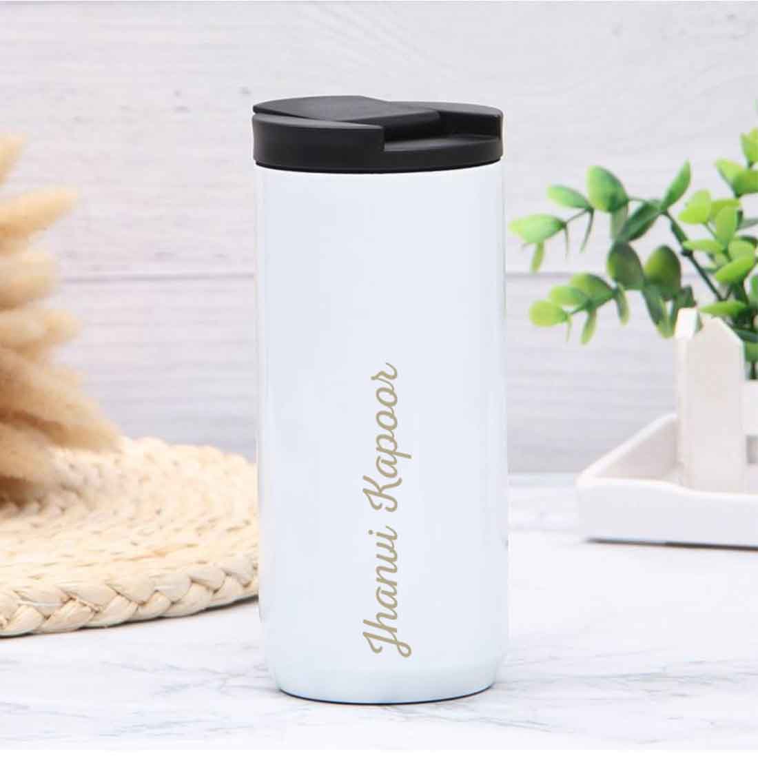 Customised Tea Coffee Tumbler Sipper Flask Set Of 2  (400 ML) - Black & White - Image 10