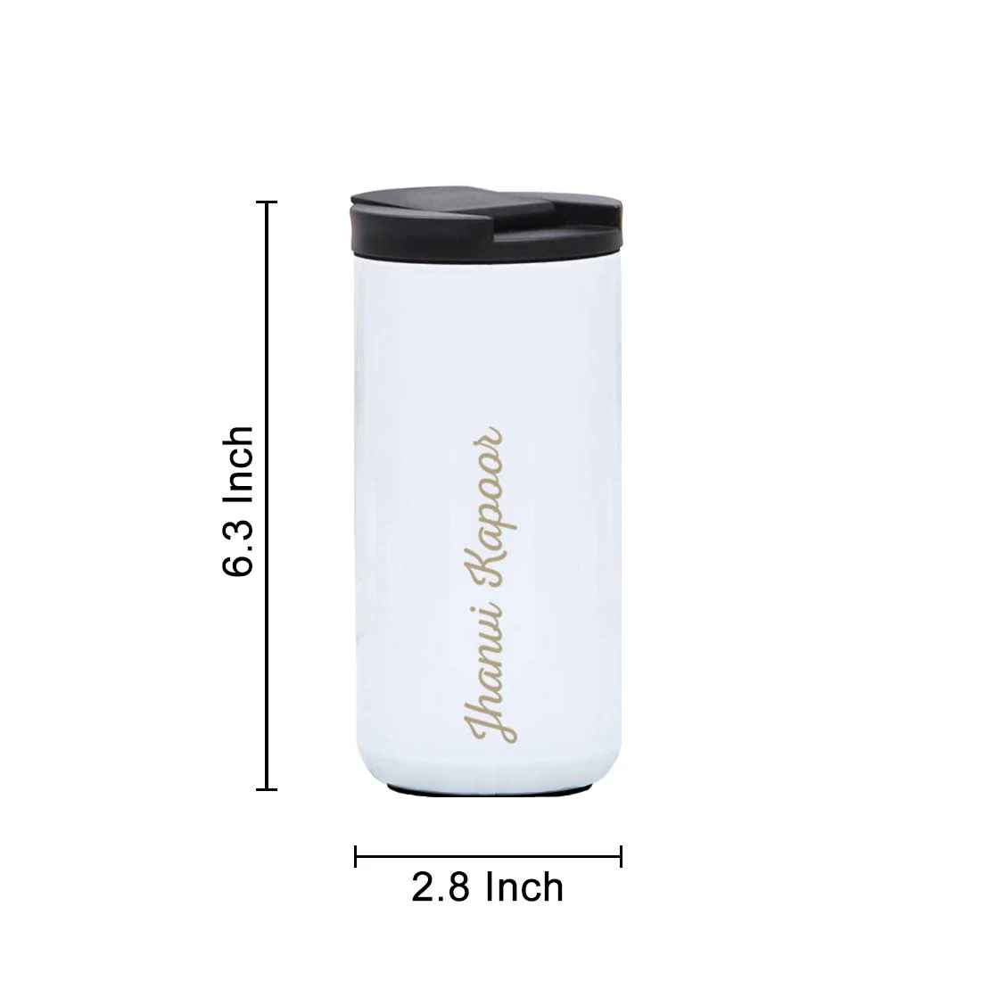 Customised Tea Coffee Tumbler Sipper Flask Set Of 2  (400 ML) - Black & White - Image 2