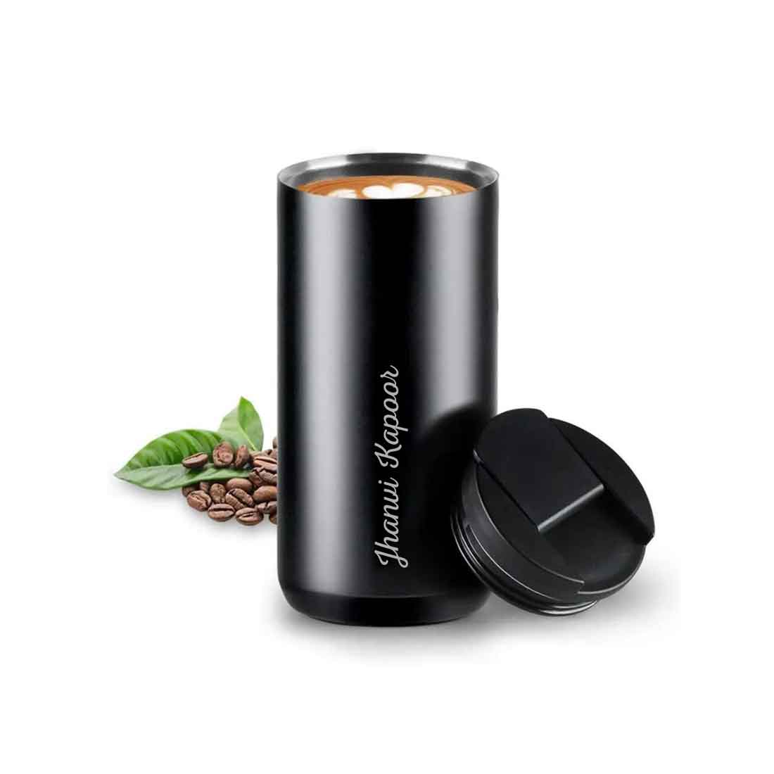 Customised Tea Coffee Tumbler Sipper Flask Set Of 2  (400 ML) - Black & White - Image 4