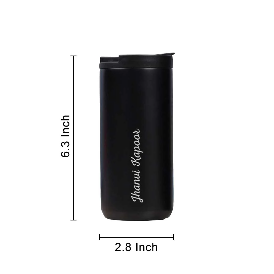 Customised Tea Coffee Tumbler Sipper Flask Set Of 2  (400 ML) - Black & White - Image 8