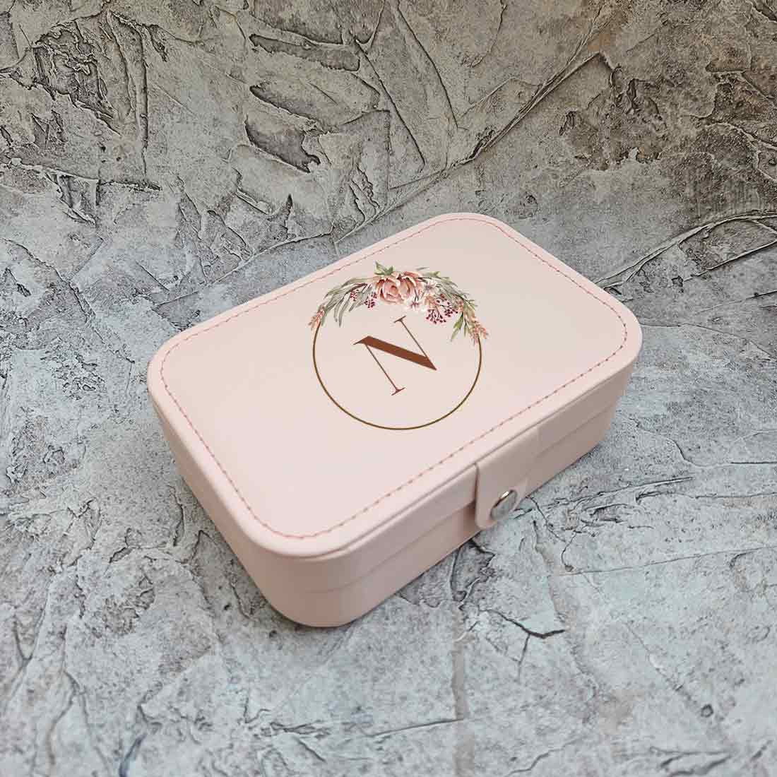 Customised Travel Jewellry Organiser Box for Earrings Pendant Rings - Floral Monogram - Image 5