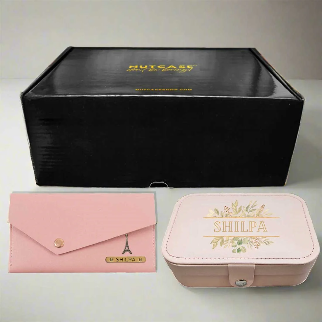 Customised Valentine’s Day Gifts-Personalized Gift Box with Custom Ladies Clutch and Jewellery box - Image 2