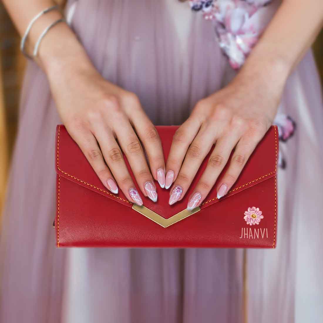 Customised Wallet for Women with Name - Faux Leather Clutch Purses for Ladies - Image 10