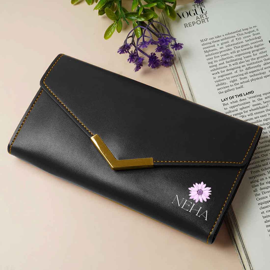Customised Wallet for Women with Name - Faux Leather Clutch Purses for Ladies - Image 12