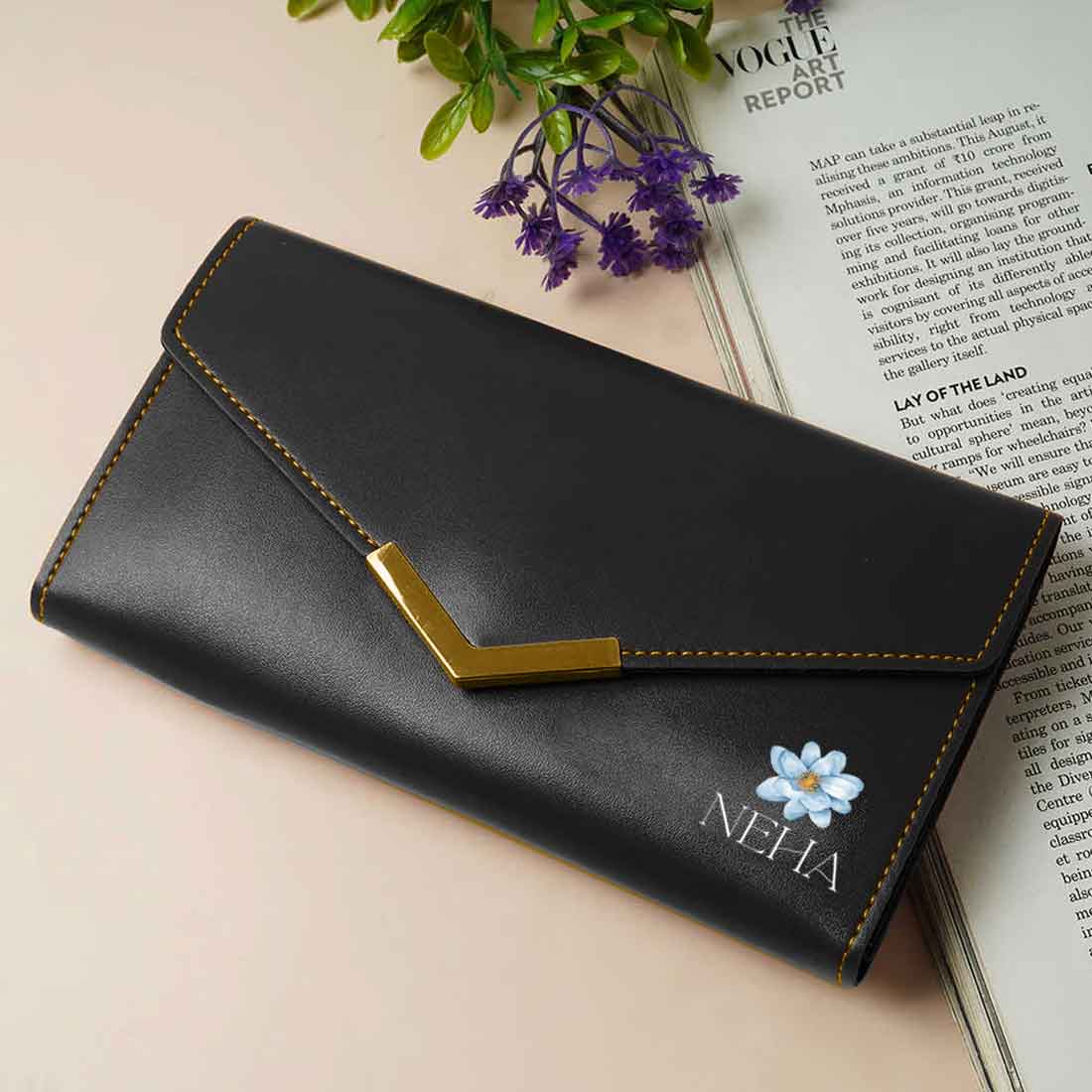 Customised Wallet for Women with Name - Faux Leather Clutch Purses for Ladies - Image 2