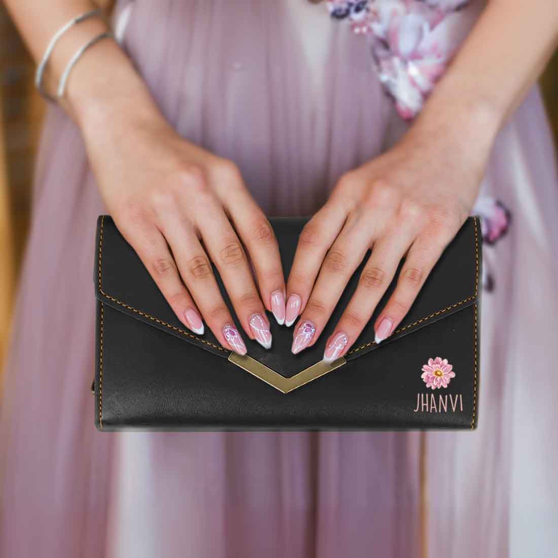 Customised Wallet for Women with Name - Faux Leather Clutch Purses for Ladies - Image 21