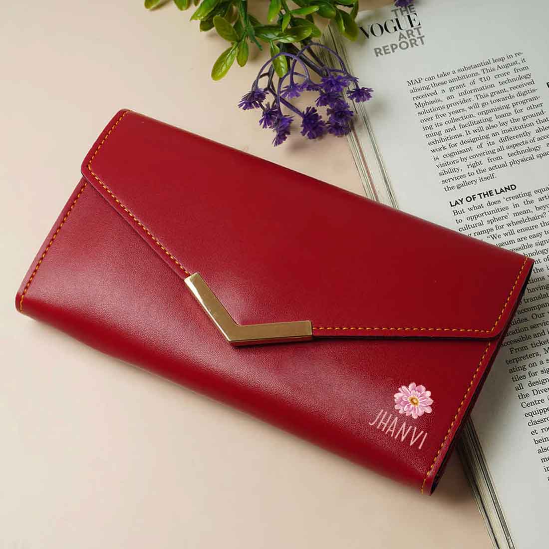 Customised Wallet for Women with Name - Faux Leather Clutch Purses for Ladies - Image 6