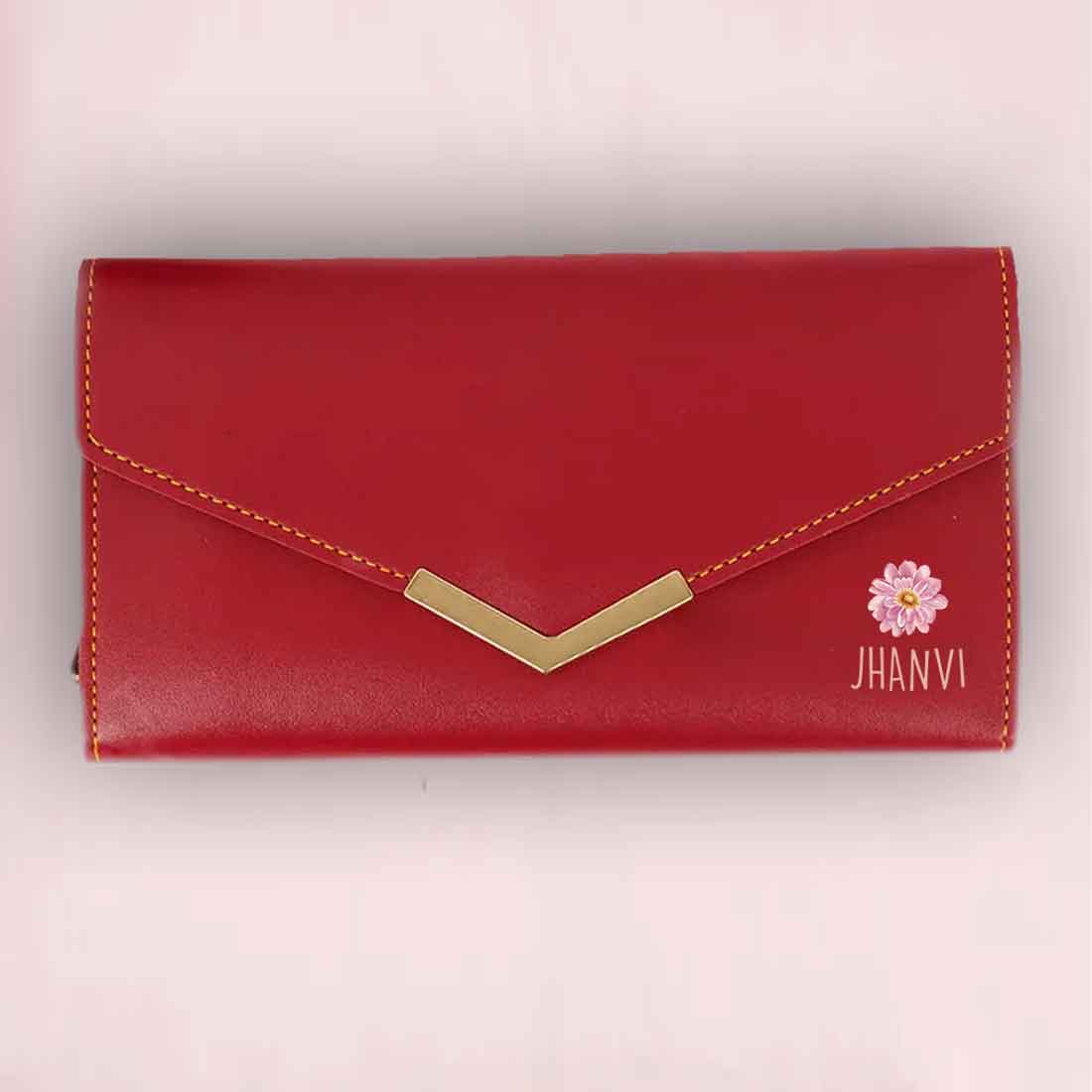 Customised Wallet for Women with Name - Faux Leather Clutch Purses for Ladies - Image 9