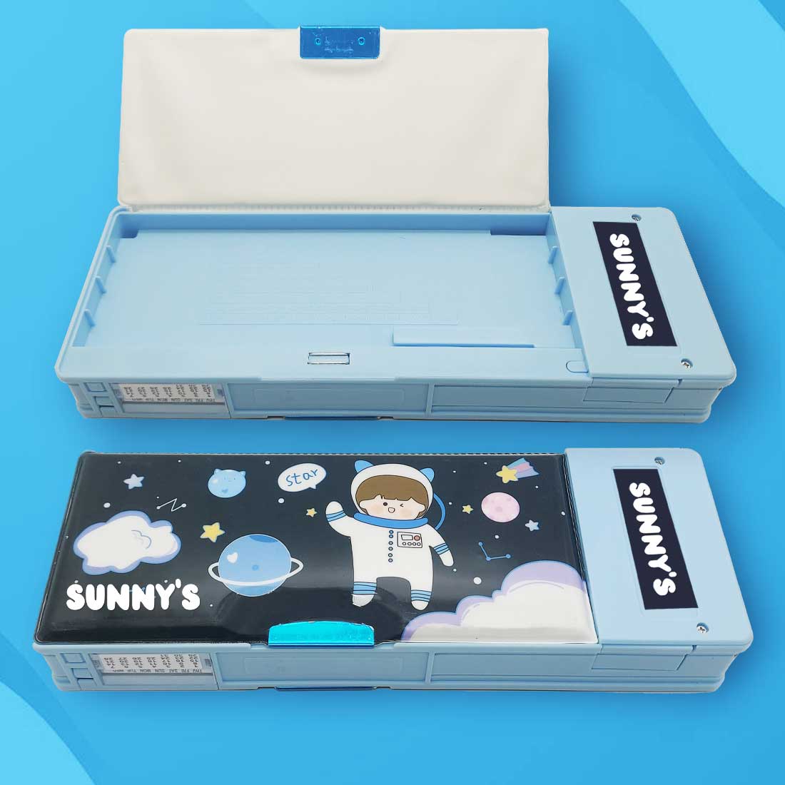 Customize Pencil Box with Name Switch Operated Multi-functional Compass Box for Kids with Press buttons - Image 19
