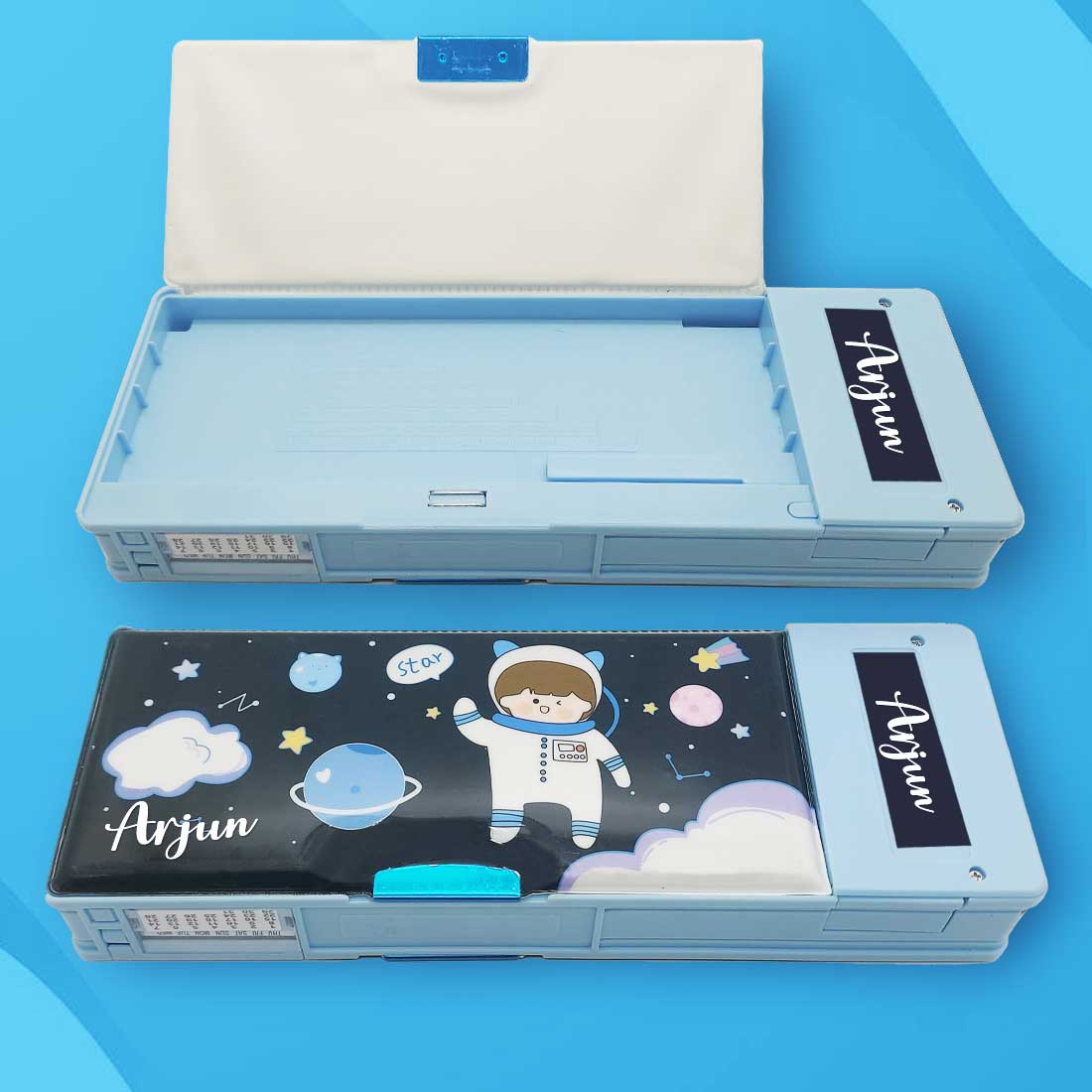 Customize Pencil Box with Name Switch Operated Multi-functional Compass Box for Kids with Press buttons - Image 25