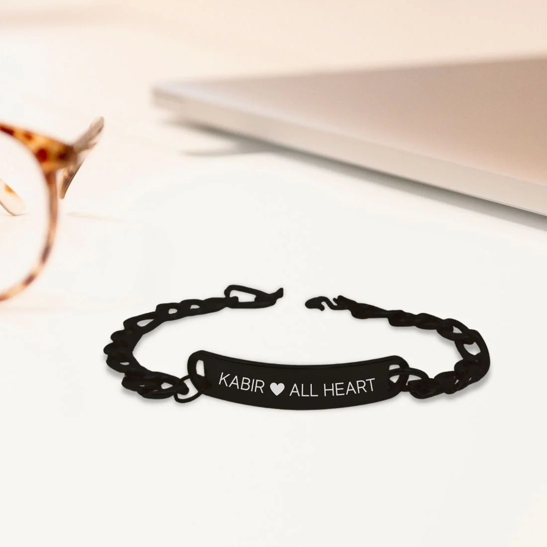 Customized Bracelet for Him Chain Bracelets - Black Rhodium/Gold Plated - Heart - Image 2
