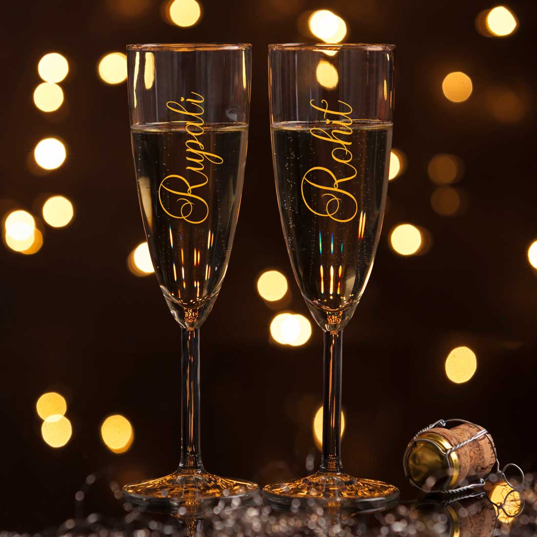 Customized Champagne Glasses With Name Anniversary Gift For Wife - Add Name - Image 3