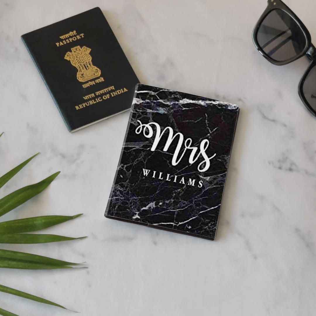 Nutcase Personalised Passport Covers for Couples Travel Holder for Men Women Set of 2 - Black Marble - Image 6