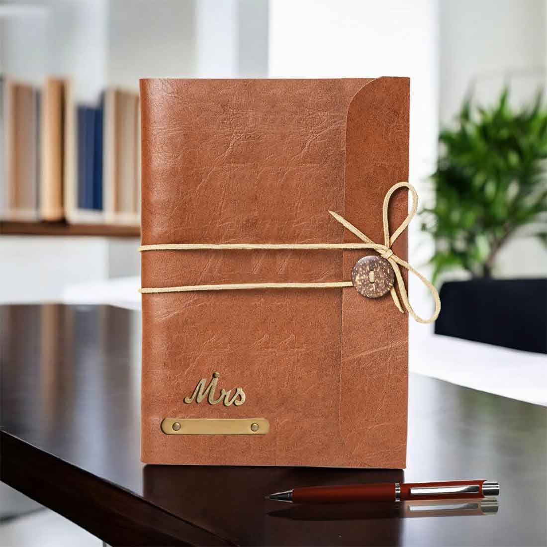 Customized Diary with Name and Charms Premium PU Leather Diaries and Brown Pen - Image 12