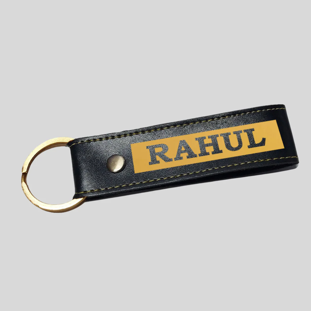 Custom Keychains Vegan Leather for Home Bike Keys - Add Name - Image 2
