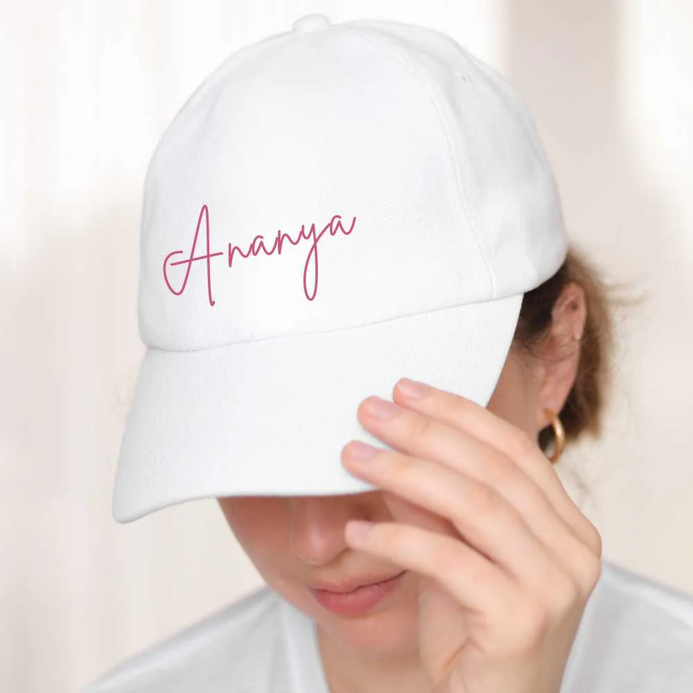 Customized Ladies White Cap with Name - Image 4
