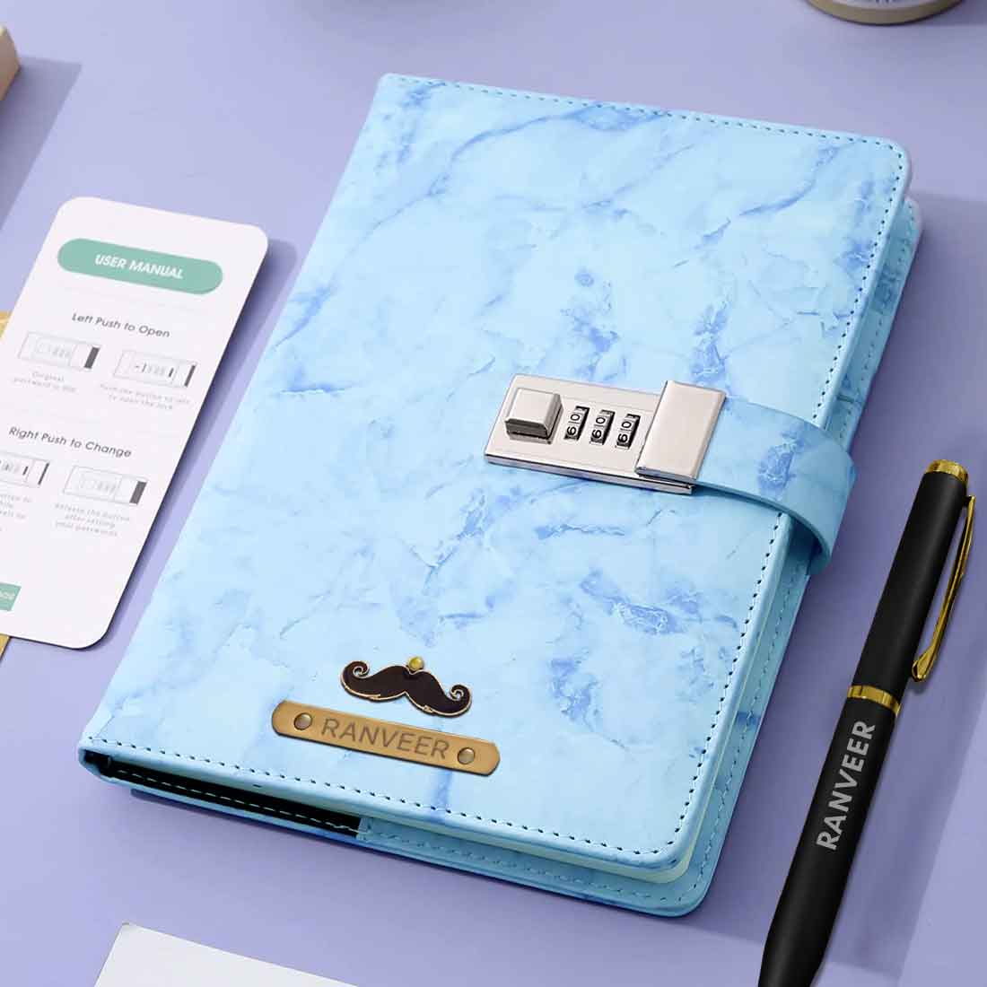 Customized Lockable Diary with Charms - Premium PU Leather Diaries with Pen - Image 13