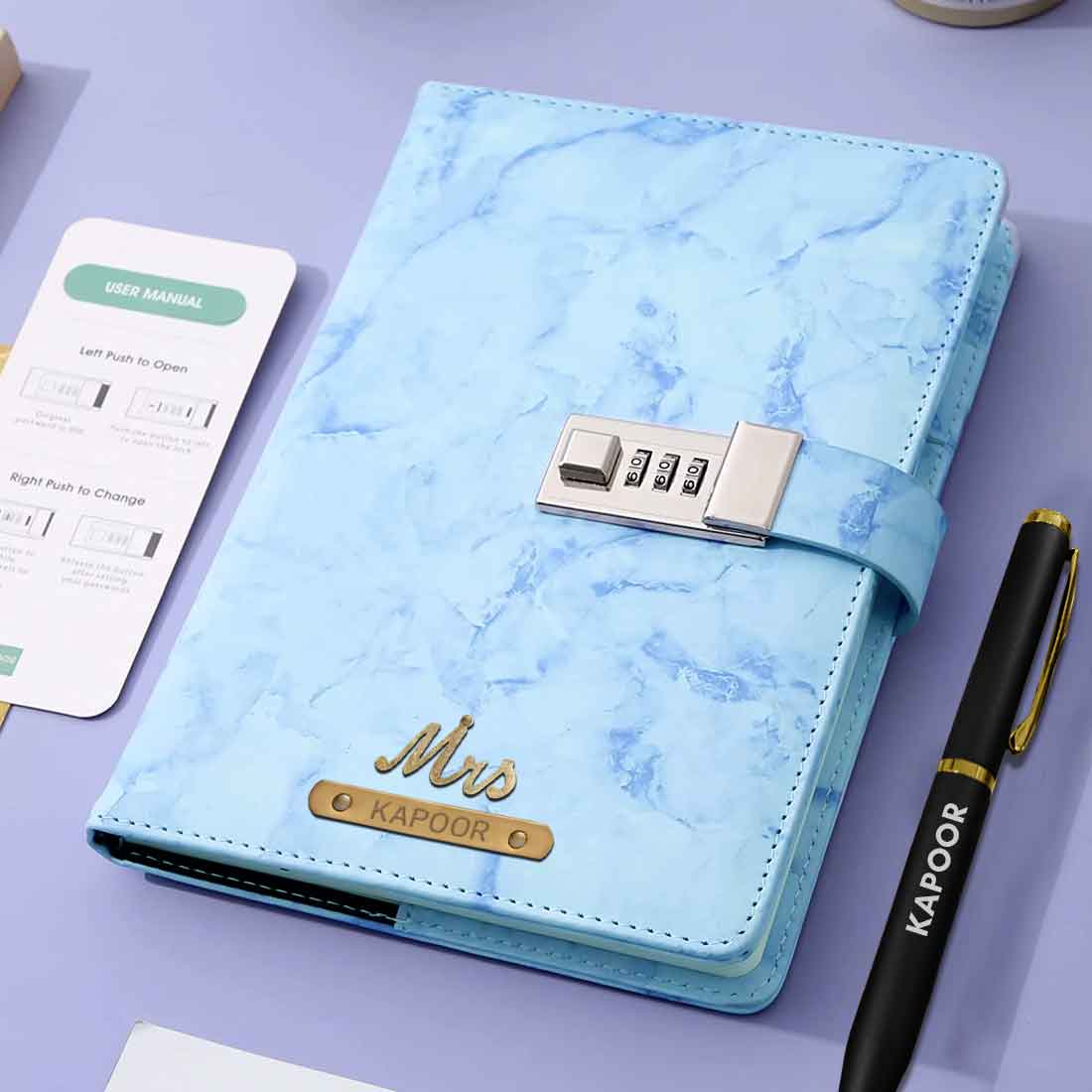 Customized Lockable Diary with Charms - Premium PU Leather Diaries with Pen - Image 17