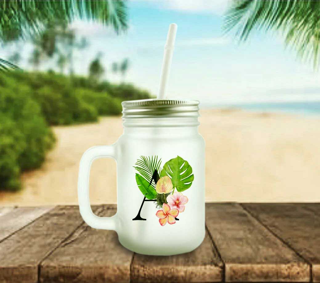 Customized Monogram Mason Jar - Tropical - Image 2