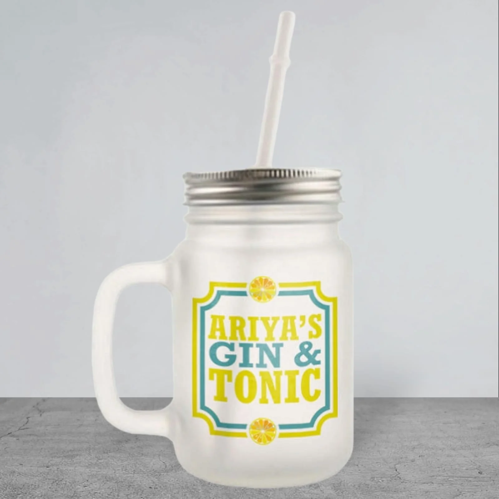 Customized Monogram Mason Jar - Gin & Tonic