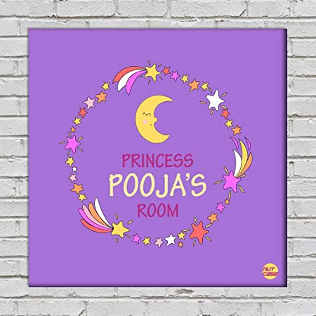 Customized Wall Art Decor Hanging for Bedroom - Floral Moon Blue