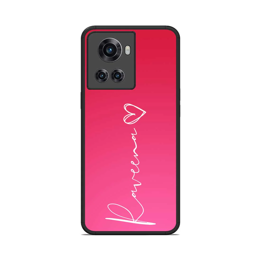 Customized Pink One plus 10R Back Cover With Signature Calligraphy Name