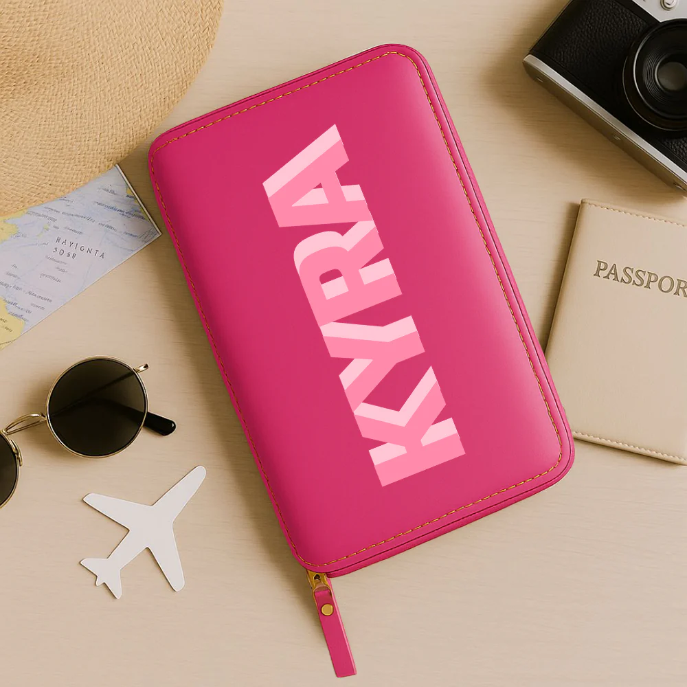 Customized Passport Case with Card Slots Faux Leather Travel Wallet & Luggage Tag Set - Image 3