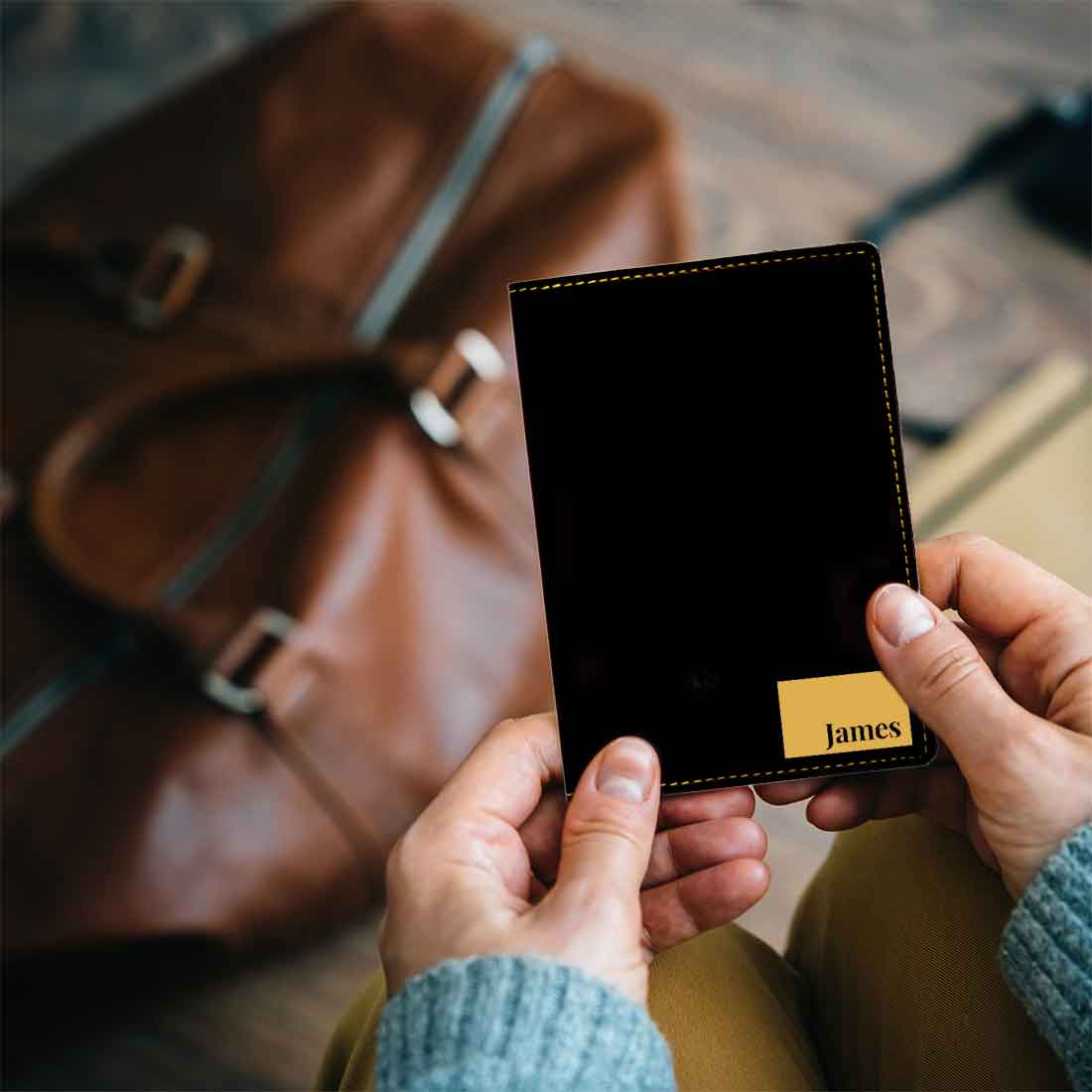 Personalised Travel Wallet Pu Leather Passport Cover - Name Box - Image 2