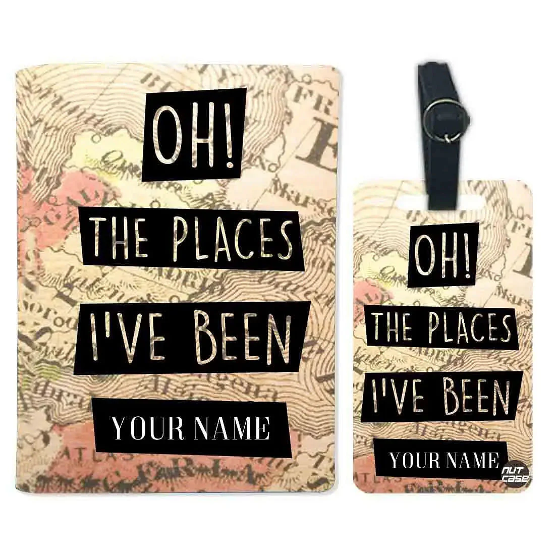 Personalized Passport Cover with Name - OH THE PLACES I'VE BEEN - MAPS - Image 4