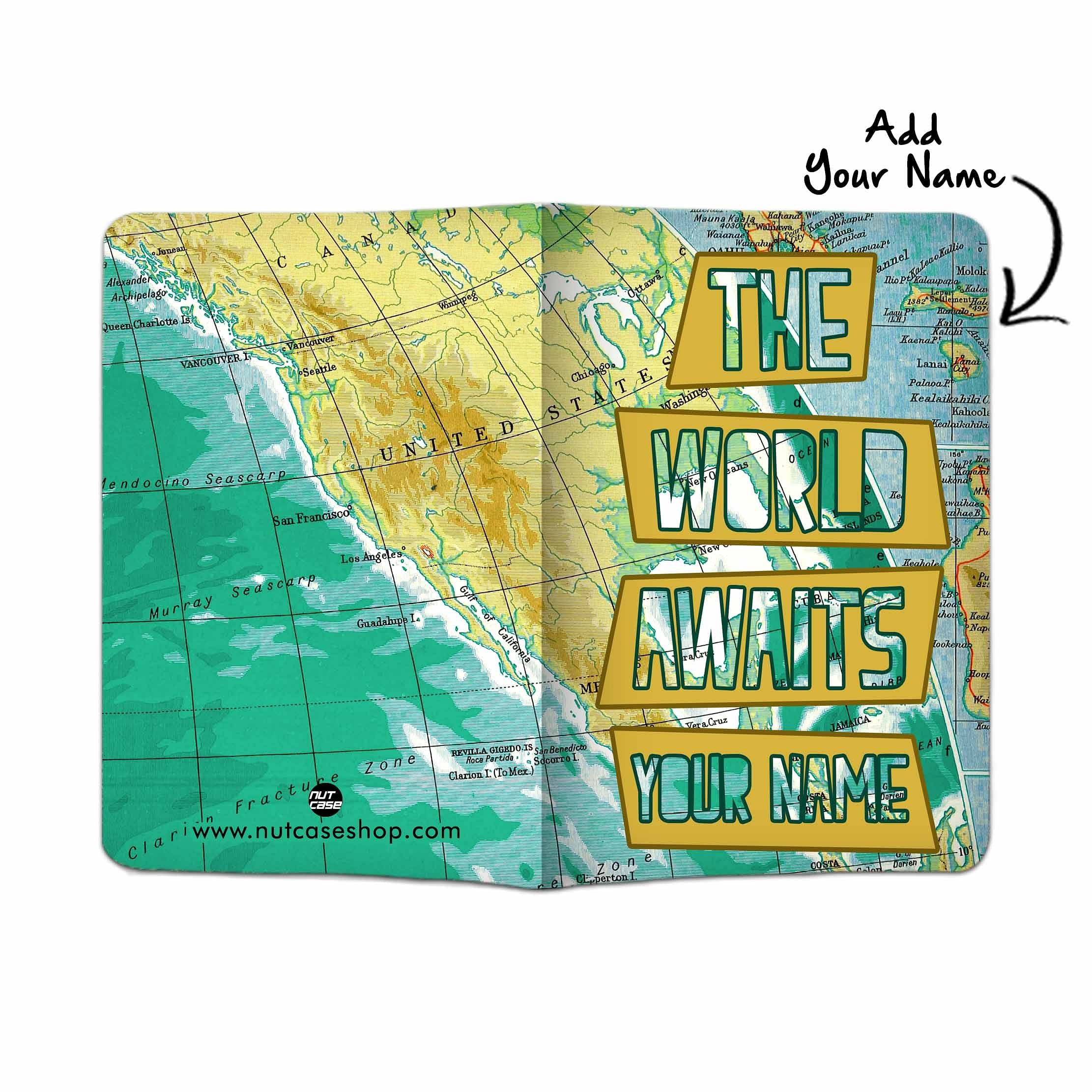 Customized Name Passport Cover -  The World Awaits - Image 3