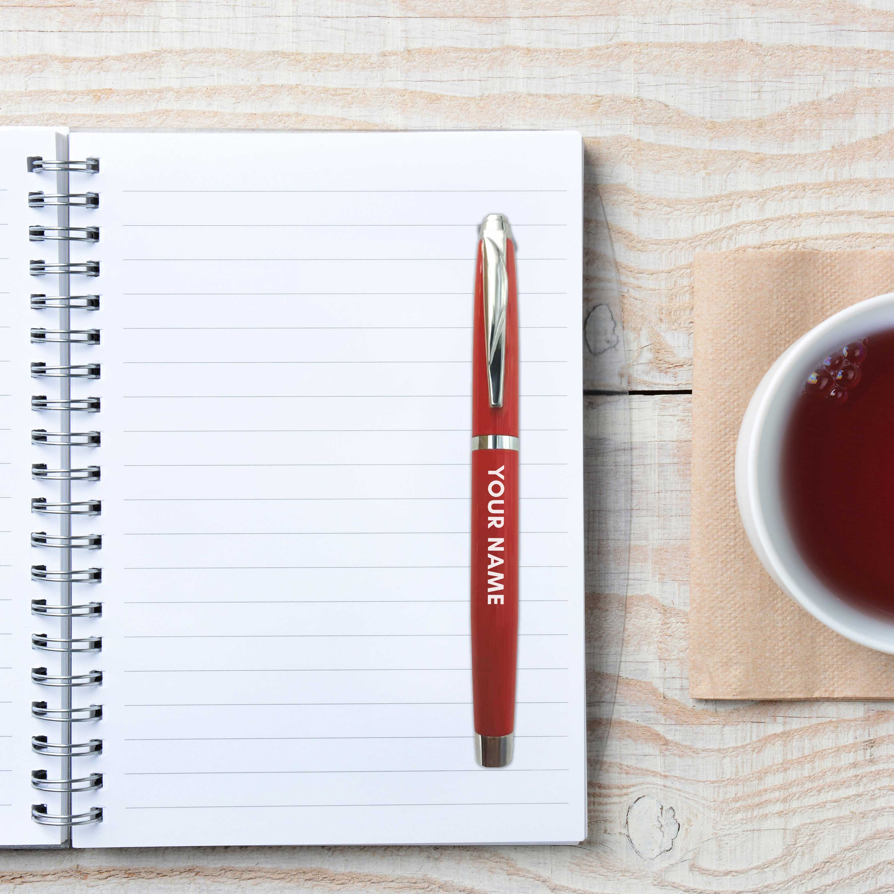Customized Pen Gift with Engraved for School College Friends (Red) - Your Name