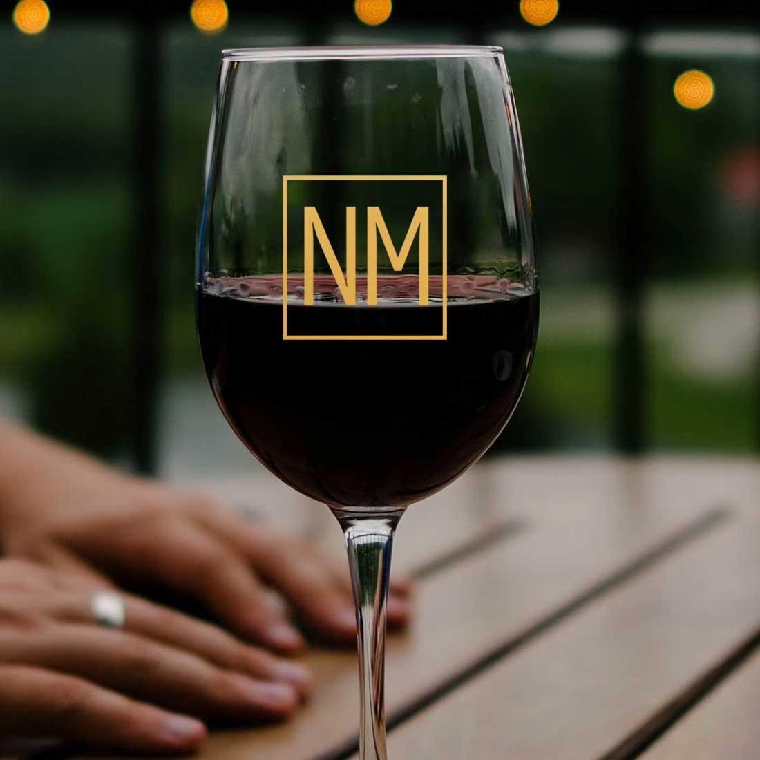 Customized Red Wine Glass Name Logo Initials Monogram - Square - Image 3